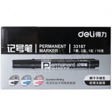 得力（deli）33187 速干记号笔书写顺滑 10支装 （7黑+2蓝+1红）