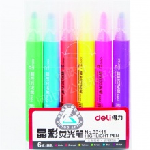 得力（deli）33111 可爱创意糖果色标记醒目荧光笔 6支/盒