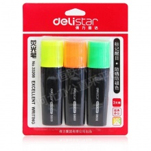 得力（deli） 33208 标记醒目荧光笔 3支/卡 橙绿黄三色
