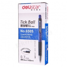 得力(deli)6505 0.7mm 掀动圆珠笔 蓝色 12支盒装