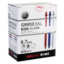 得力(deli)6526 红色揿动圆珠笔 60支装